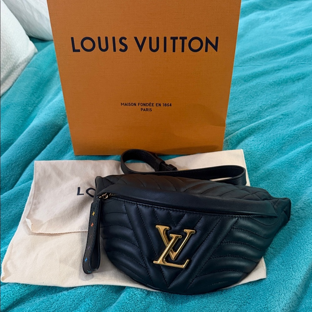 Louis Vuitton “New Wave” Bumbag Quilted Calfskin Belt Bag Black LV Crossbody